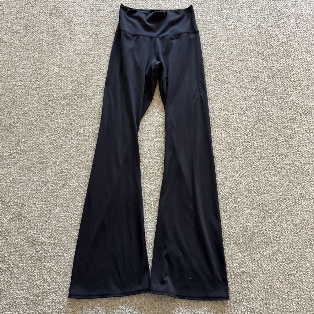 prAna High Rise Flare Yoga Pants Womens S Black Bell Bottom Leggings Inseam 31.5